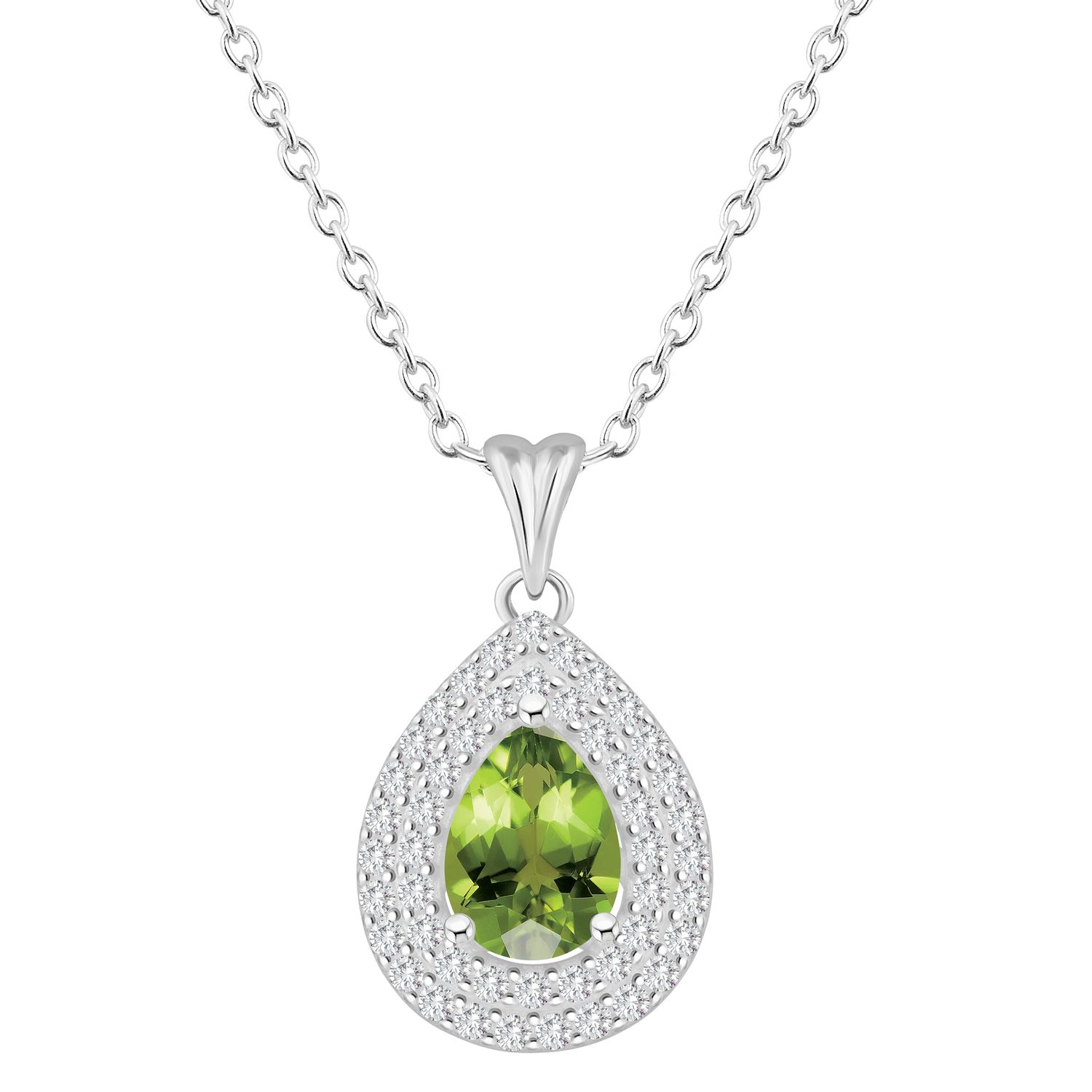 thumbnail image 2 of Silverspeck Sterling Silver Peridot & White Topaz Dainty Teardrop Huggie Leverback Earrings 2 of 6