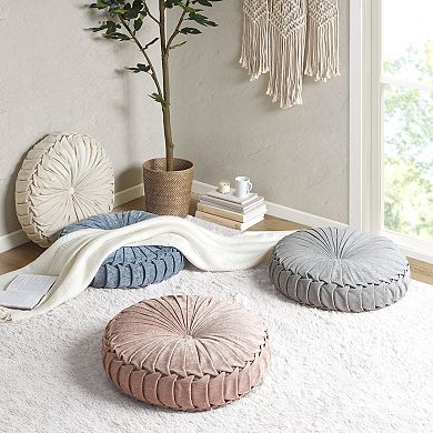 Intelligent Design Lara Poly Chenille Round Floor Pillow Cushion