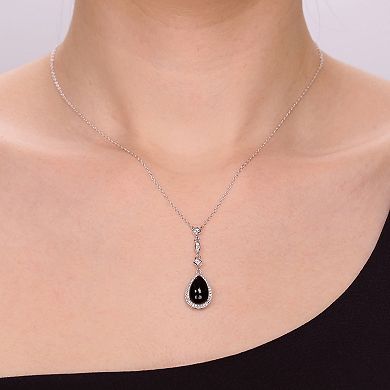 Gemminded Sterling Silver Black Onyx Pendant Necklace