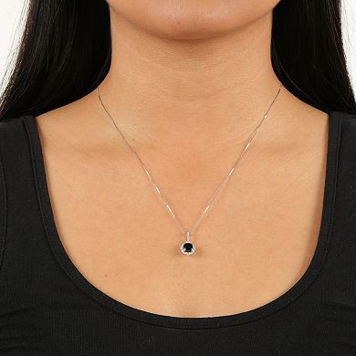 Gemminded Sterling Silver Black Onyx Cushion-Cut Pendant Necklace