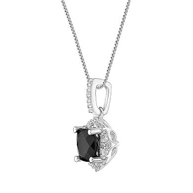 Gemminded Sterling Silver Black Onyx Cushion-Cut Pendant Necklace