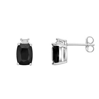 Gemminded Sterling Silver Black Onyx Cushion-Cut Stud Earrings
