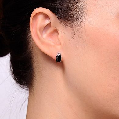 Gemminded Sterling Silver Black Onyx Cushion-Cut Stud Earrings