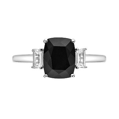 Gemminded Sterling Silver Onyx & White Topaz Ring