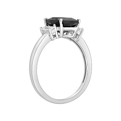 Gemminded Sterling Silver Onyx & White Topaz Ring