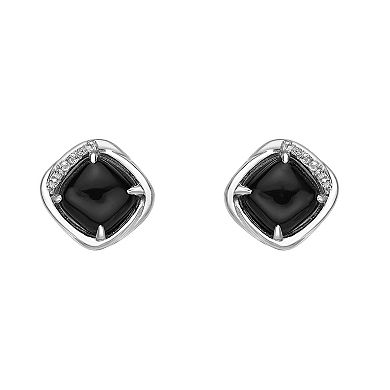 Gemminded Sterling Silver Black Onyx Cushion-Cut Stud Earrings