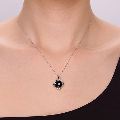 Gemminded Sterling Silver Black Onyx Cushion-Cut Pendant Necklace