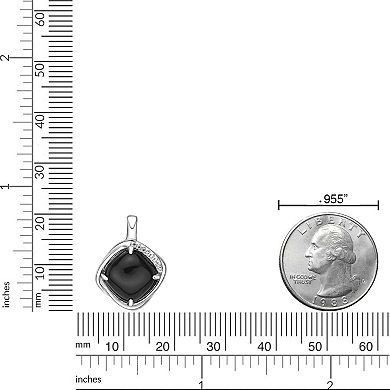 Gemminded Sterling Silver Black Onyx Cushion-Cut Pendant Necklace