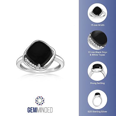 Gemminded Silver Spring Black Onyx & White Topaz Ring