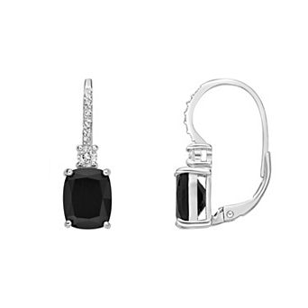 Gemminded Sterling Silver Black Onyx Drop Earrings