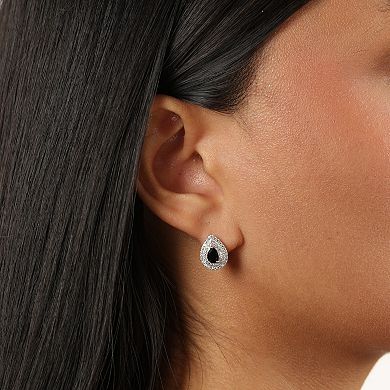Gemminded Sterling Silver Black Onyx Pear Stud Earrings