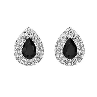 Gemminded Sterling Silver Black Onyx Pear Stud Earrings