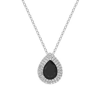 Gemminded Sterling Silver Black Onyx Pearl Pendant Necklace