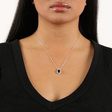 Gemminded Sterling Silver Black Onyx Pearl Pendant Necklace