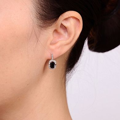 Gemminded Sterling Silver Black Onyx Emerald-Cut Drop Earrings