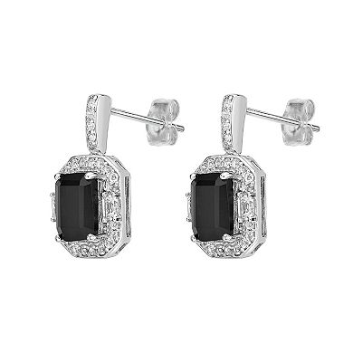 Gemminded Sterling Silver Black Onyx Emerald-Cut Drop Earrings