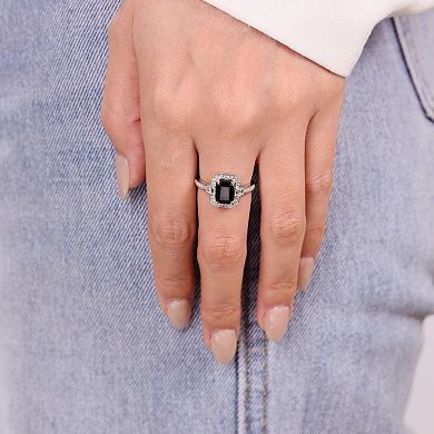 Gemminded Sterling Silver Black Onyx Emerald-Cut Ring