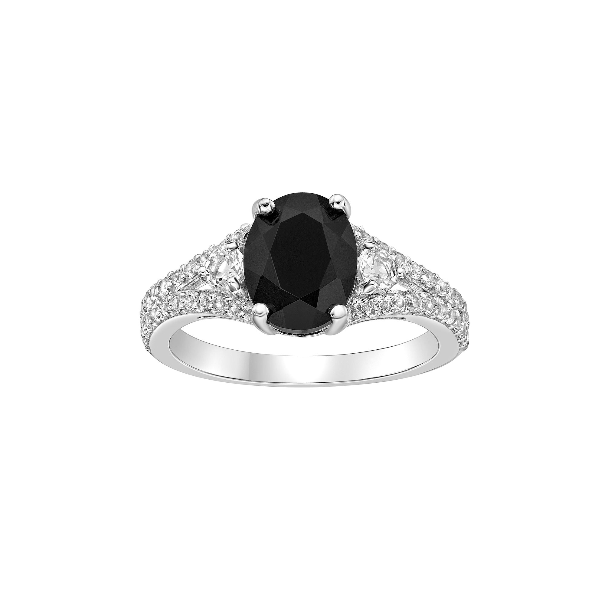 Gemminded Sterling Silver Black Onyx Oval Ring, Womens, Size: 5