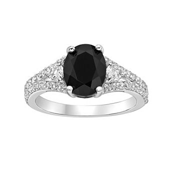 Gemminded Sterling Silver Black Onyx Oval Ring