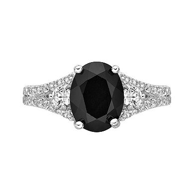 Gemminded Sterling Silver Black Onyx Oval Ring