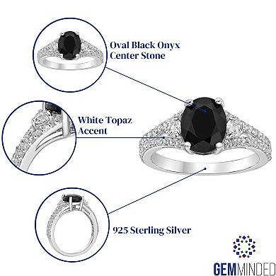 Gemminded Sterling Silver Black Onyx Oval Ring