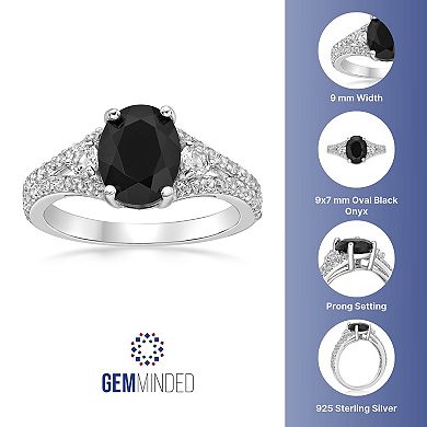 Gemminded Sterling Silver Black Onyx Oval Ring