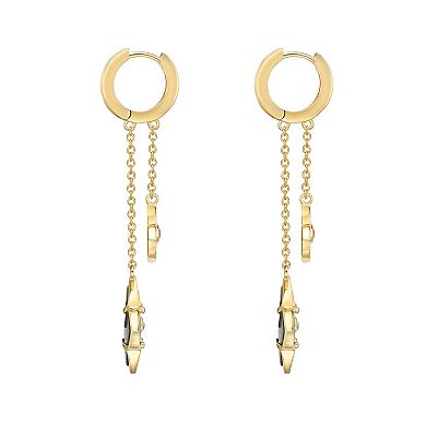 Gemminded 14K Gold Black Onyx Clover Drop Earrings