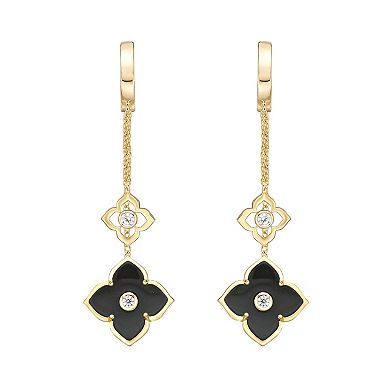 Gemminded 14K Gold Black Onyx Clover Drop Earrings