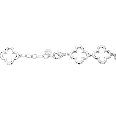 Gemminded Sterling Silver Black Onyx Clover Bracelet