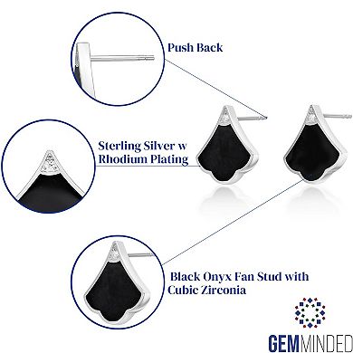 Gemminded Sterling Silver Black Onyx Stud Earrings