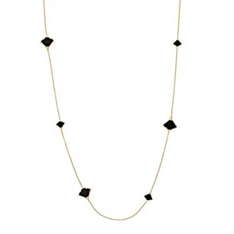 Gemminded Sterling Silver 14K Gold Plated Black Onyx Necklace
