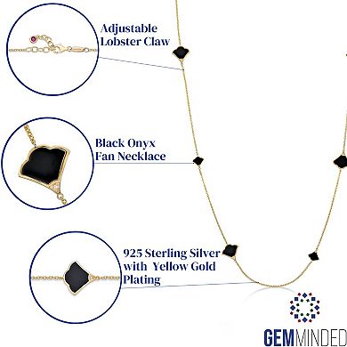 Gemminded Sterling Silver 14K Gold Plated Black Onyx Necklace