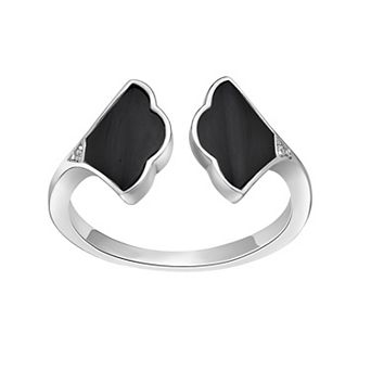 Gemminded Sterling Silver Black Onyx Open Ring