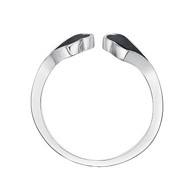 Gemminded Sterling Silver Black Onyx Open Ring