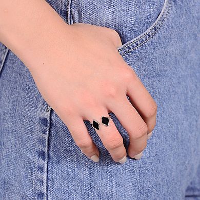 Gemminded Sterling Silver Black Onyx Open Ring