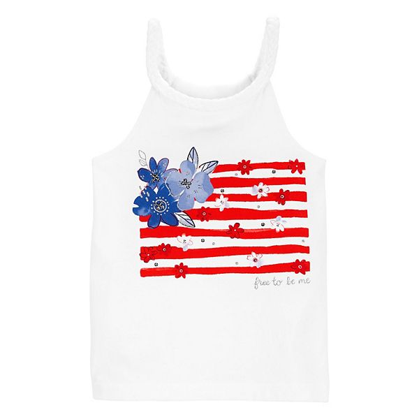 Toddler Girl Carter's Floral American Flag Graphic Tank Top