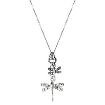 Athra NJ Inc Sterling Silver Double Dragonfly Pendant Necklace