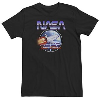 Big & Tall NASA Space Explorer 80's Neon Chrome Retro Vintage Tee
