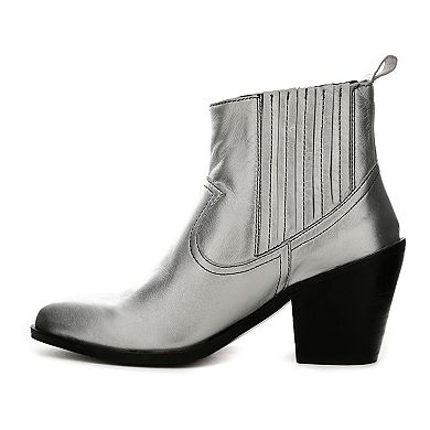 Rag & Co Rayna Women's Metallic Leather Ankle Boots