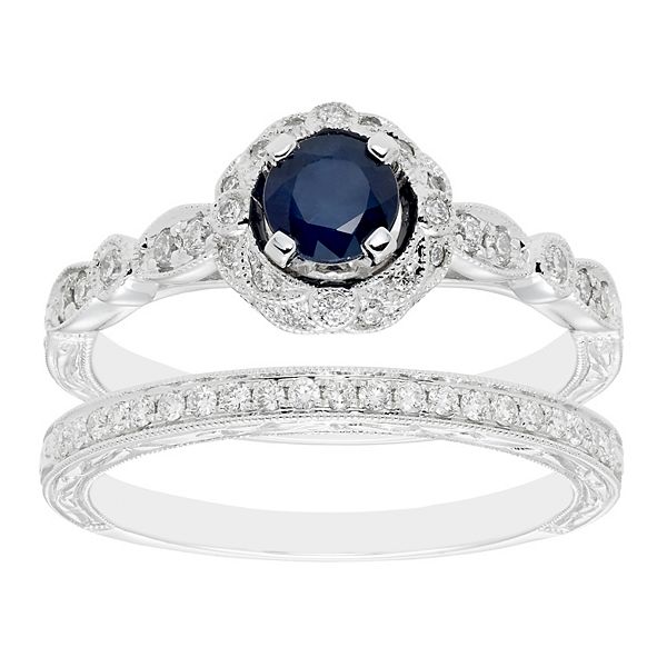 Boston Bay Diamonds 10k White Gold Sapphire & 3/8 Carat T.W. Diamond