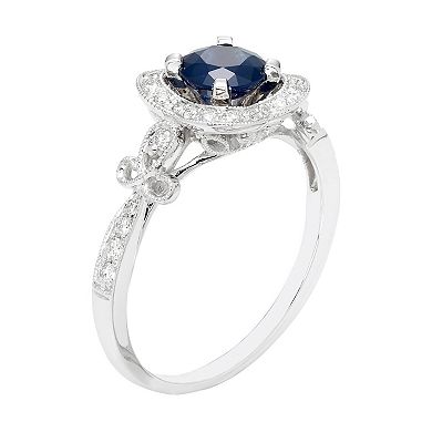 Boston Bay Diamonds 10k White Gold Sapphire & 1/4 Carat T.W. Diamond Engagement Ring