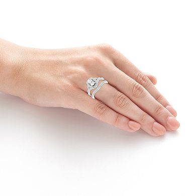 Boston Bay Diamonds 14k White Gold Carat T.W. Oval-Cut Diamond Engagement Ring Set