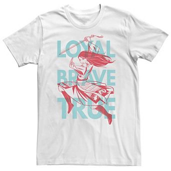 Big & Tall Disney Mulan Live Action Loyal Brave True Text Overlay Tee