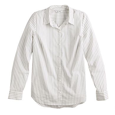 Women's Nine West Long Sleeve Structured Button-Down Shirt 