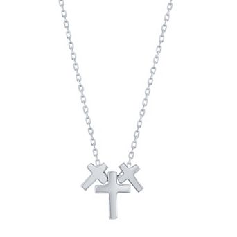 Argento Bella Sterling Silver Triple Cross Necklace