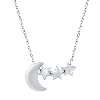 Argento Bella Sterling Silver Moon & Star Necklace