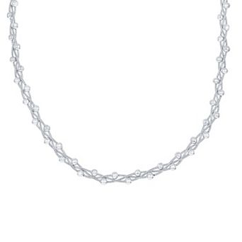 Argento Bella Sterling Silver Braided Bead Snake Chain Necklace