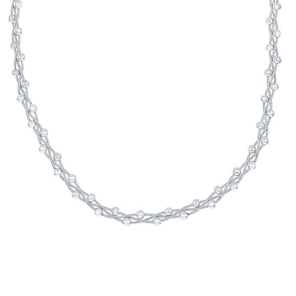 Sterling Silver Braided Bead Snake Chain Necklace