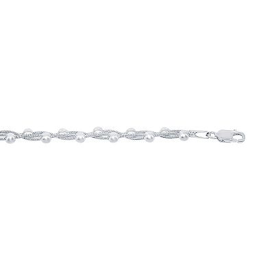 Argento Bella Sterling Silver Braided Bead Snake Chain Necklace