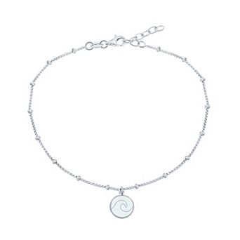 Argento Bella Sterling Silver Wave Disc Beaded Anklet